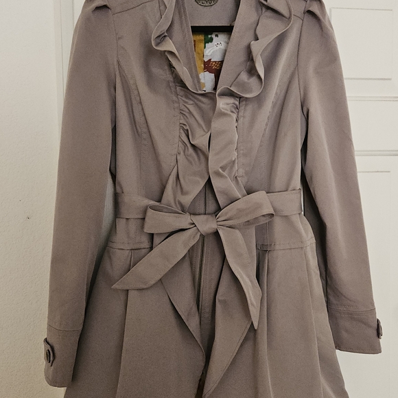 Idra Jackets & Blazers - Women’s Ruffled Tie-Waist Trench Coat - Taupe